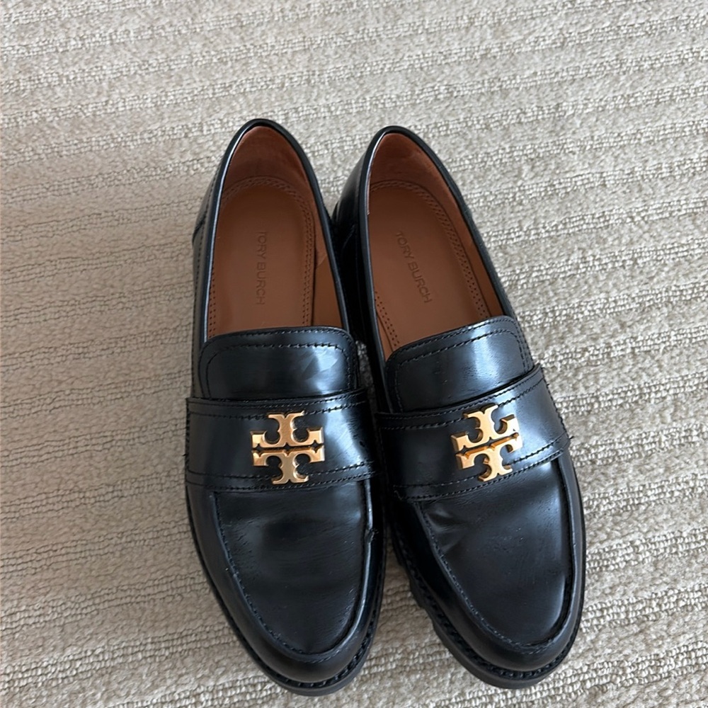 Tory Burch Everly Leather Mini Chunky Loafer Flat Cambridge Shoes